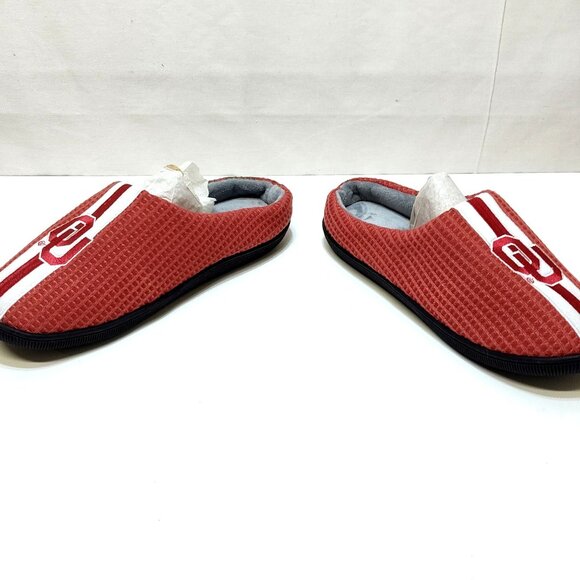 FOCO Oklahoma Sooners Team Stripe Memory Foam Slippers Faux Fur Men's L (11-12) - Picture 3 of 9